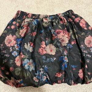 Anthropologie Black Floral A-Line Skirt
